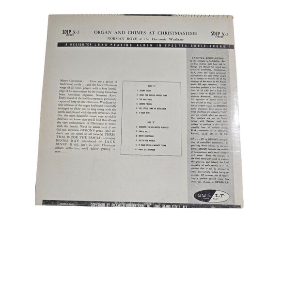 Hi-Fi Organ & Chimes At Christmastime LP Record 33 1/3 RPM - Picture 2 of 3